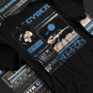 Black T-shirt laid flat with natural fabric folds, featuring DeLorean DMC-12 sti retro classic racing street performance graphic.