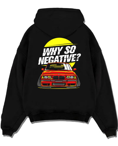 Black pullover hoodie laid flat on a white background, featuring BMW rs turbo racing drift motorsport euro german street e39cls.