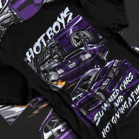 Black T-shirt laid flat with natural fabric folds, featuring BMW M3 rs turbo racing drift motorsport euro german street graphic.