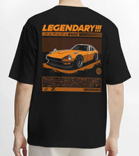 Black T-shirt worn by a male model, back view, featuring Ford Mustang rs muscle street retro classic enthusiast graphic.