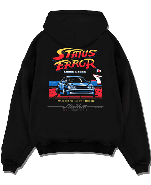 Black pullover hoodie laid flat on a white background, featuring Lexus racing drift tuner street enthusiast performance graphic.