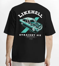 Black T-shirt worn by a male model, back view, featuring BMW racing drift tuner street enthusiast performance motorsport graphic.