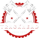 Black and red Trackhead logo featuring crossed pistons and gear emblem, symbolizing JDM car culture and racing spirit.