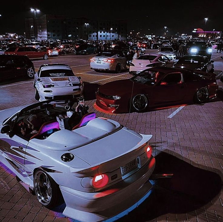 Trackhead new arrivals featuring JDM night meet—stance builds, drift cars, neon lighting