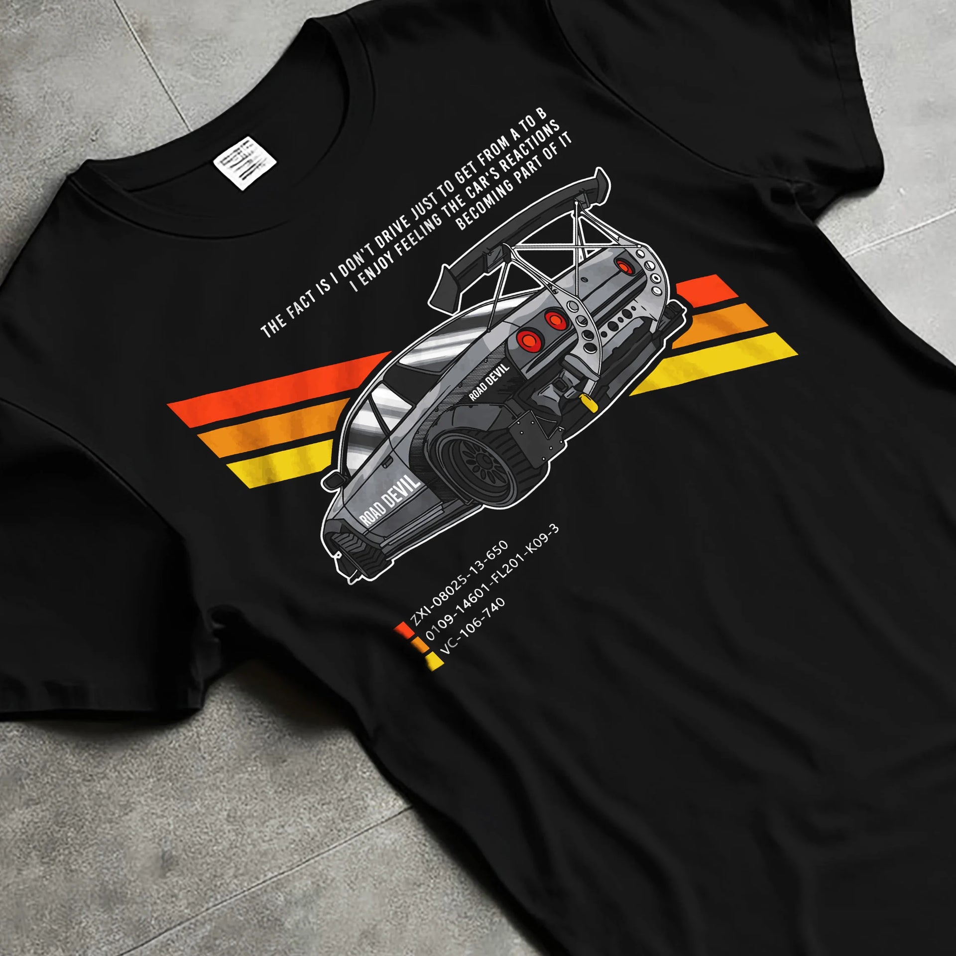 Black hoodie worn by a male model, front view, featuring Nissan 370Z turbo turbocharged racing drift jdm japanese tuner graphic.