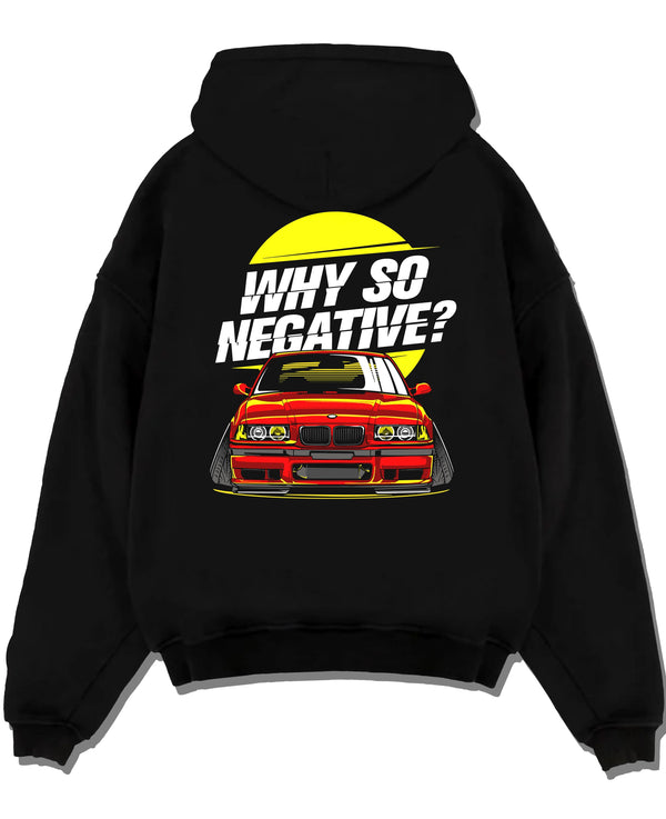 Black pullover hoodie laid flat on a white background, featuring BMW rs turbo racing drift motorsport euro german street e39cls.