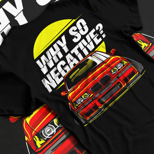 Black T-shirt laid flat with natural fabric folds, featuring BMW rs turbo racing drift motorsport euro german street graphic.