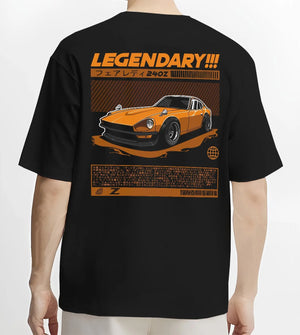 Black T-shirt worn by a male model, back view, featuring Ford Mustang rs muscle street retro classic enthusiast graphic.