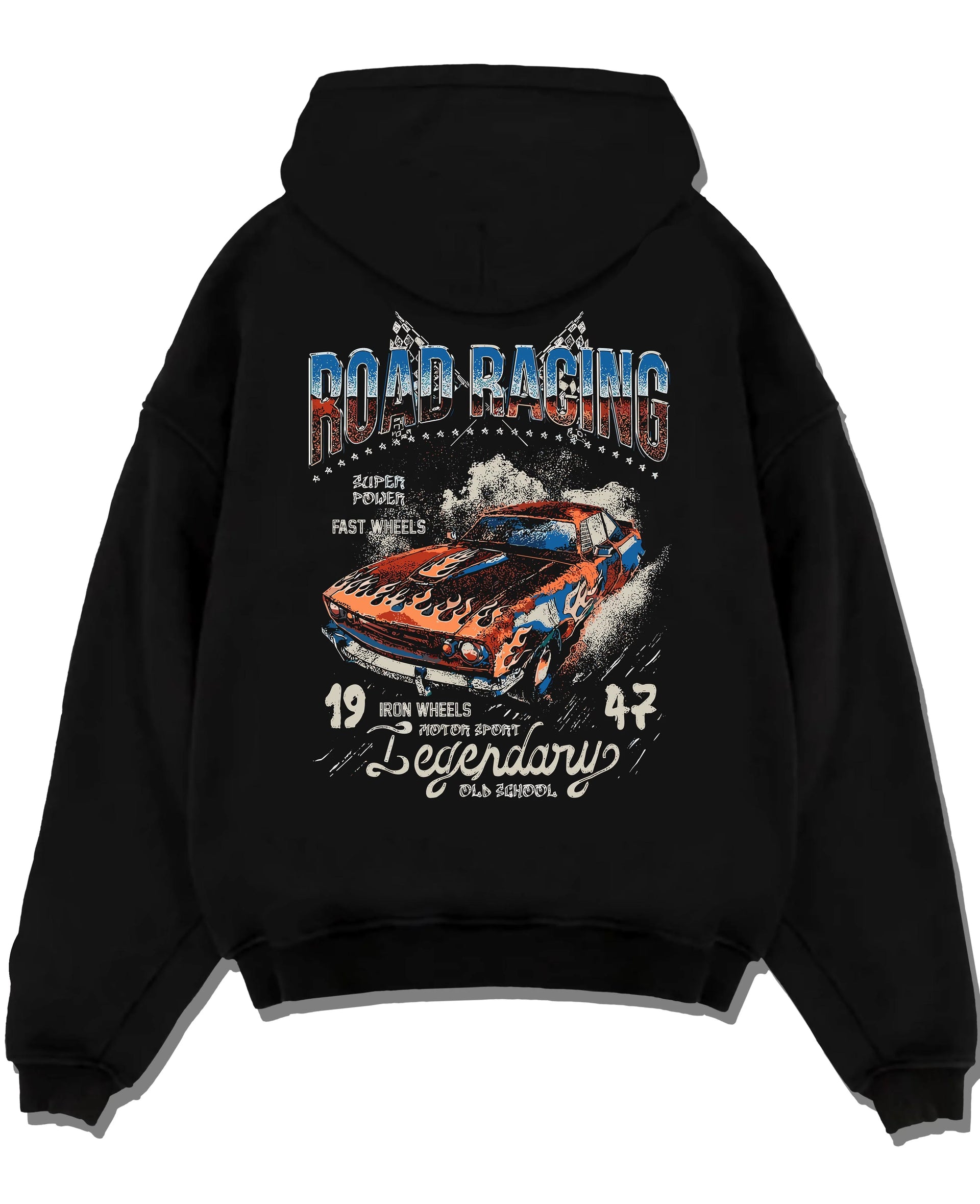 Black pullover hoodie laid flat on a white background, featuring Lexus IS250 jdm street racing performance motorsport graphic.