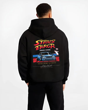 Black hoodie worn by a male model, back view, featuring Lexus racing drift tuner street enthusiast performance motorsport graphic.