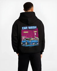 Black hoodie worn by a male model, back view, featuring Nissan Silvia S15 silvia turbo drift jdm street legend graphic nis68.