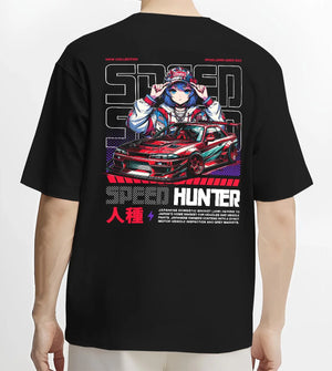 Black T-shirt worn by a male model, back view, featuring Nissan SILVIA drift jdm japanese street speed racing graphic.