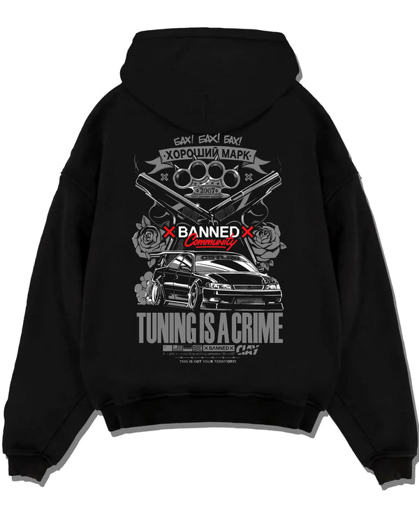 Black pullover hoodie laid flat on a white background, featuring Toyota Supra JZA80 supra turbo racing drift jdm stance graphic.